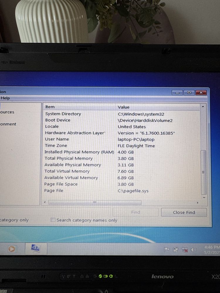 Laptop Lenovo X201 Windows 7 Pro