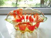 Винтажная чешская ваза из цветного стекла