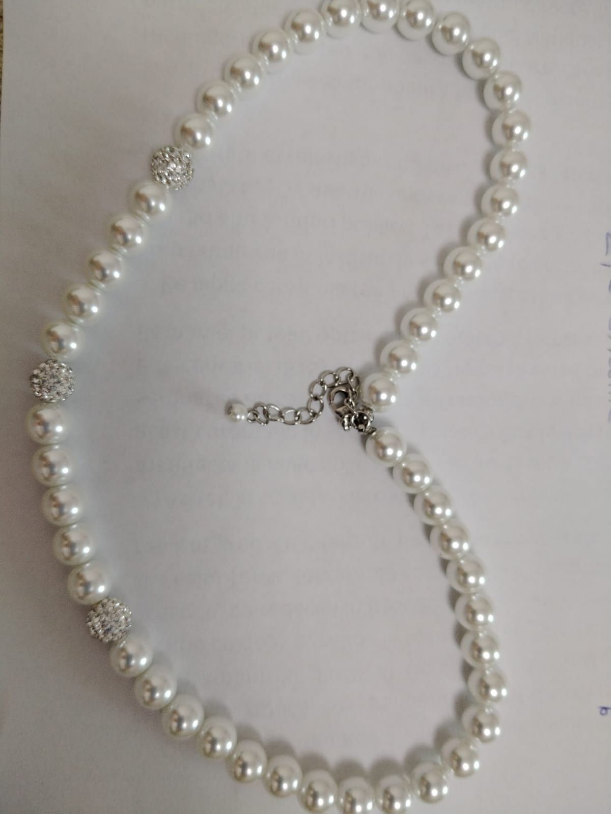 Colier perle cu bile de argint și cristale