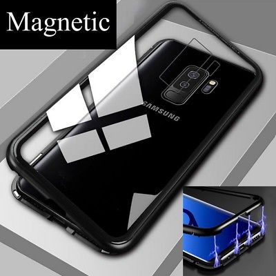 Husa Samsung Galaxy S8 ,Magnetica Negru, cu spate de sticla securizata