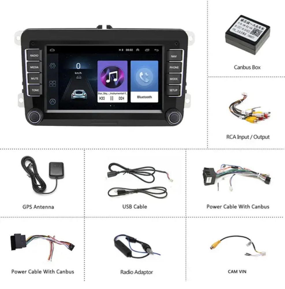 Navigatie Android 2GB Ram+64GB Volkswagen Golf Passat Skoda Seat
