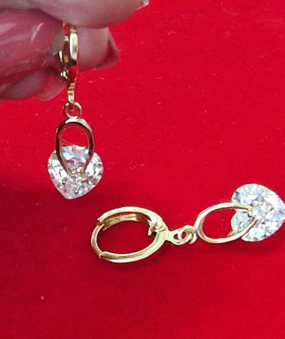 GP34,cercei placati aur 14k,model lung,incuietoare sigura,zirconii