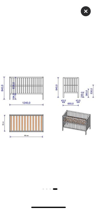 Patut din lemn Hubners Dominic 120x60 cm natur cu saltea