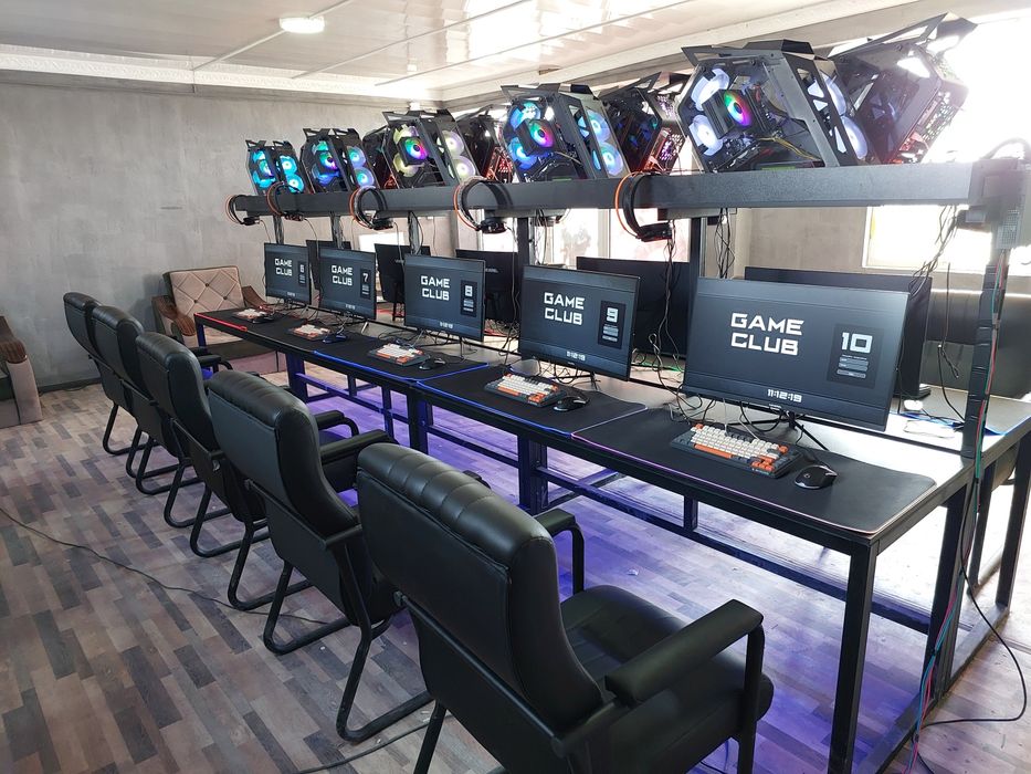 Game club uchun kompyuterlar 10 dona kamplekt stol stul set mantaj