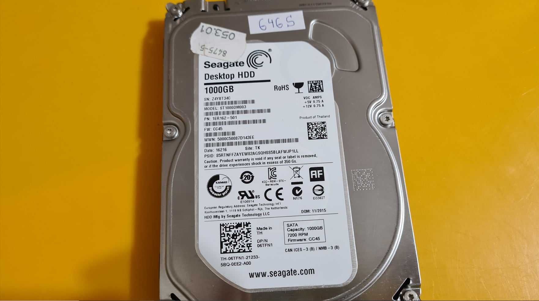 646S.HDD Hard Disk Desktop,1TB,Seagate,7200Rpm,64MB,Sata III