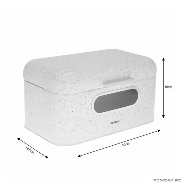 Cutie pentru paine, din oțel, alb marmorat, KingHoff