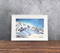 Картина акварелью "Горы", пейзаж