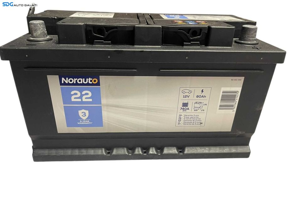 Baterie Acumulator Auto Norauto 80Ah 740A Volkswagen Audi Seat Skoda Ford Opel Toyota BMW Mercedes Renault Peugeot Dacia [B4637]