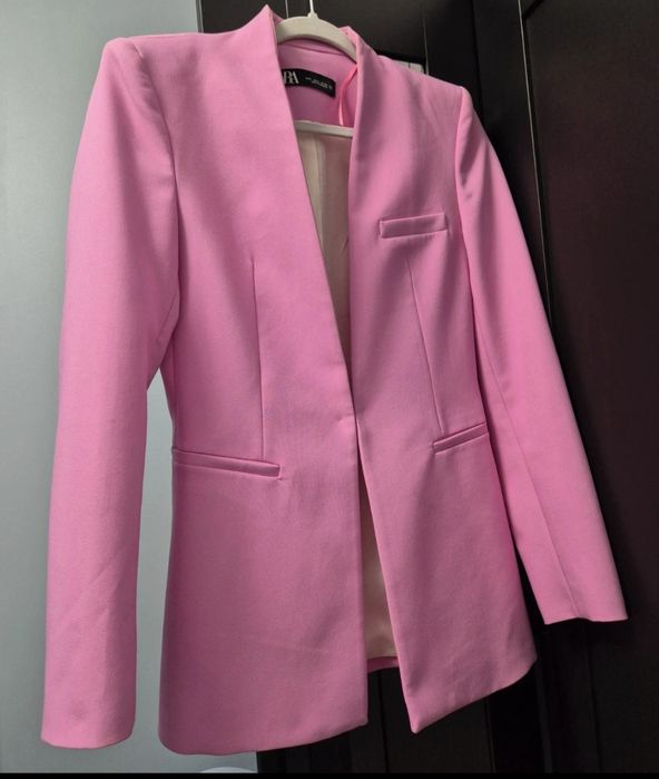 Sacou roz Zara - office - marime S/36 - cambrat