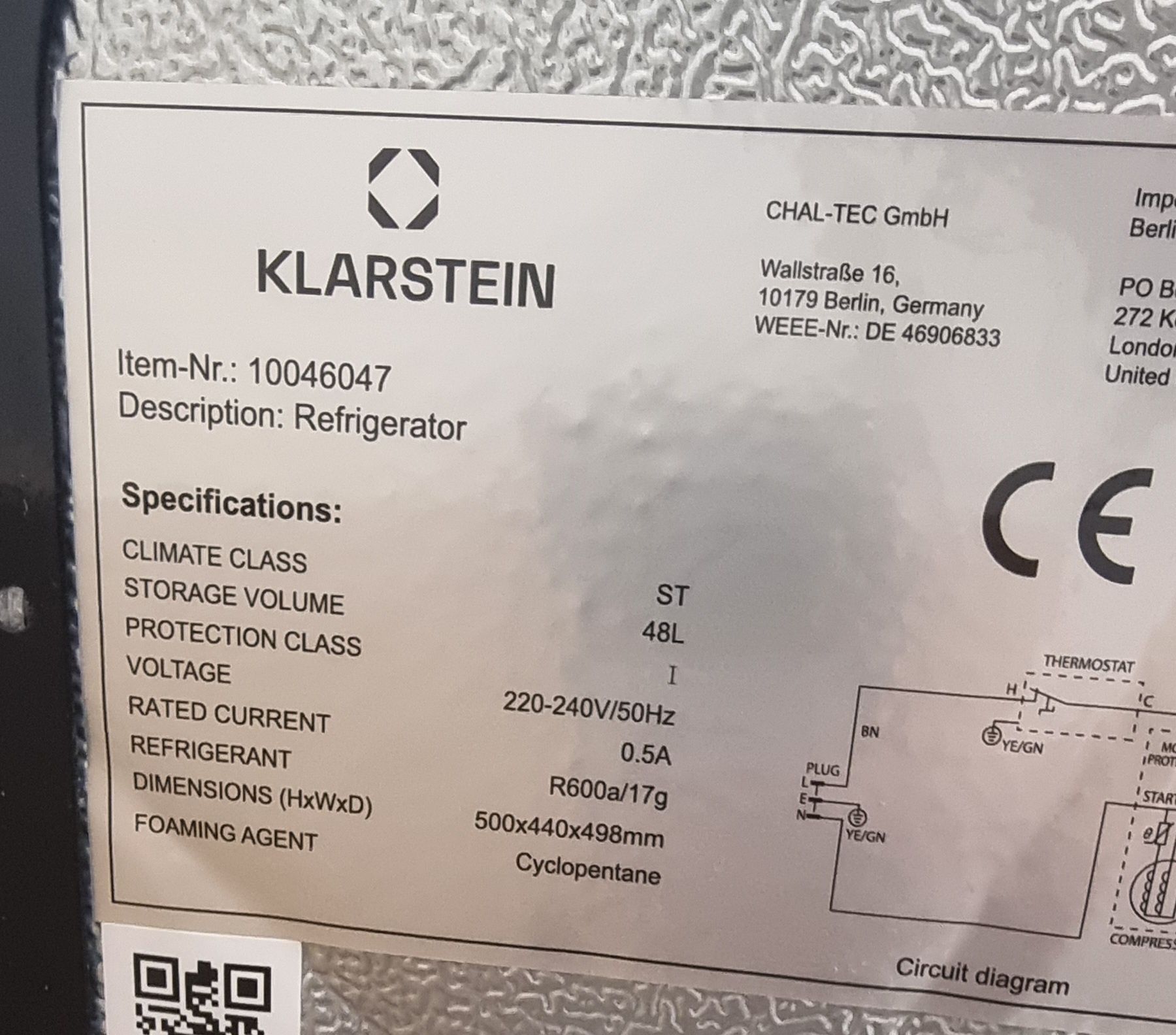 Мини ретро хладилник Klarstein 48L
