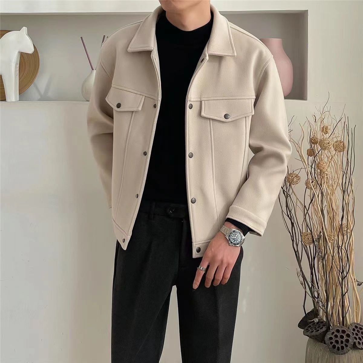 СКИДКА ! Высококачественная мужская  шерстяная куртка (осенняя)