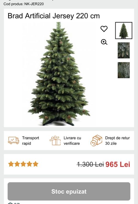 Brad artificial 220 cm