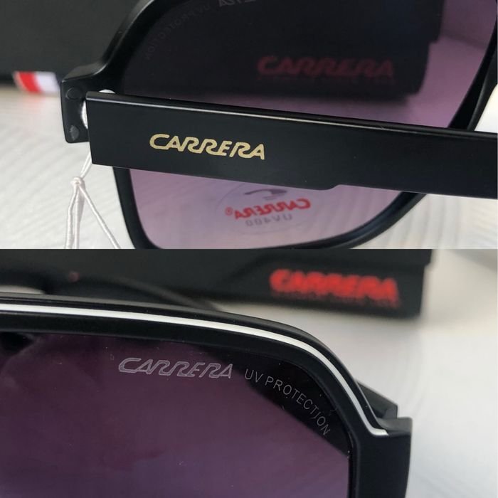 Мъжки слънчеви очила маска carrera черни с кожа