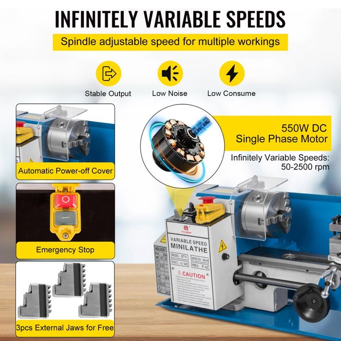 Strung Metal Mini 550W, Viteză Variabilă 50-2500Rpm, 178x356mm