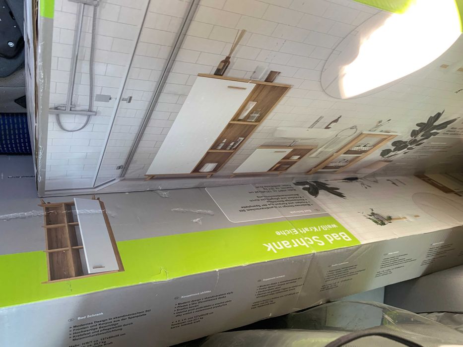 Висок Шкаф за Баня Бял Дъб в модерен скандинавски дизайн