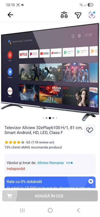 Televizor Panasonic și Allview