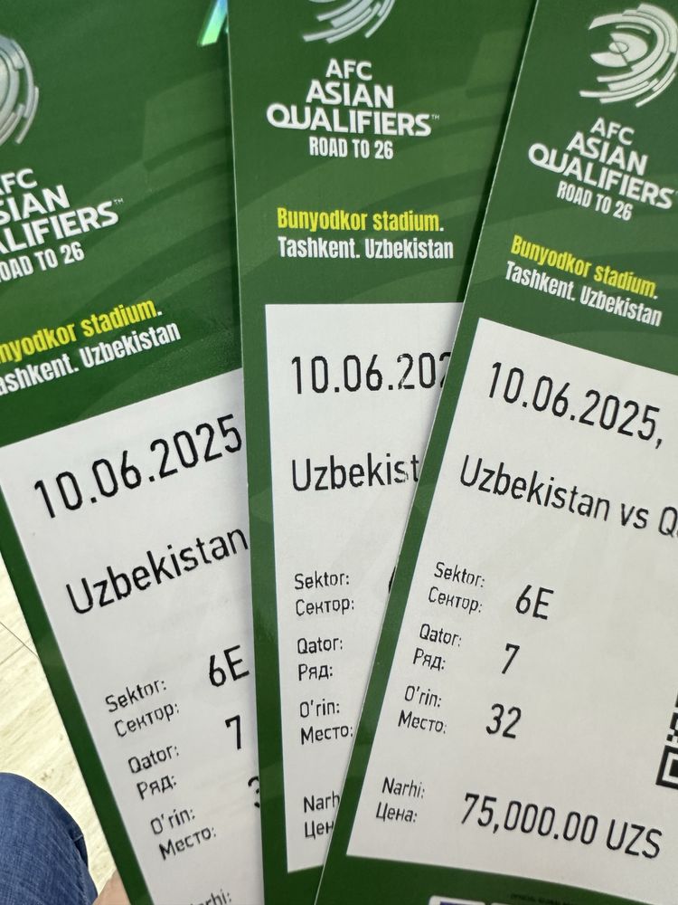 Uzbekistan vs Qatar oyinga bilet