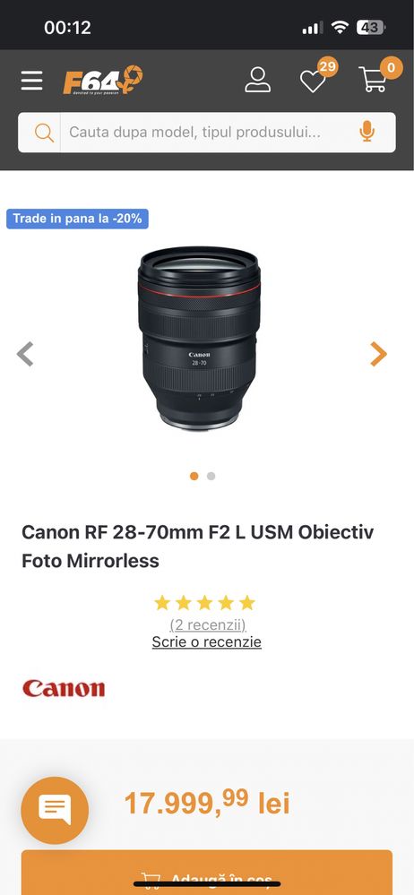 Obiectiv Canon RF 28-70mm F2 L USM Garantie!