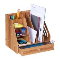 Organizator de birou cu 8 compartimente 1 sertar MDF 30x33x24 cm