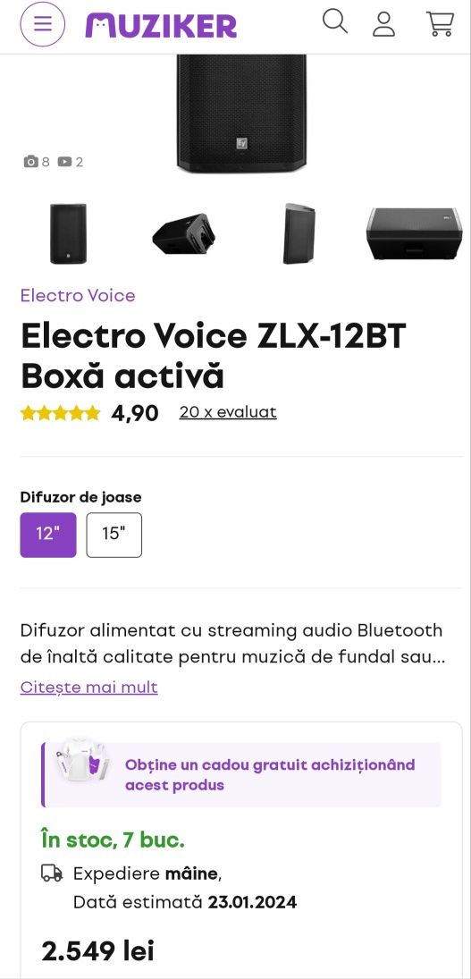 Ekectro voice zlx 12 bt + husa protectie