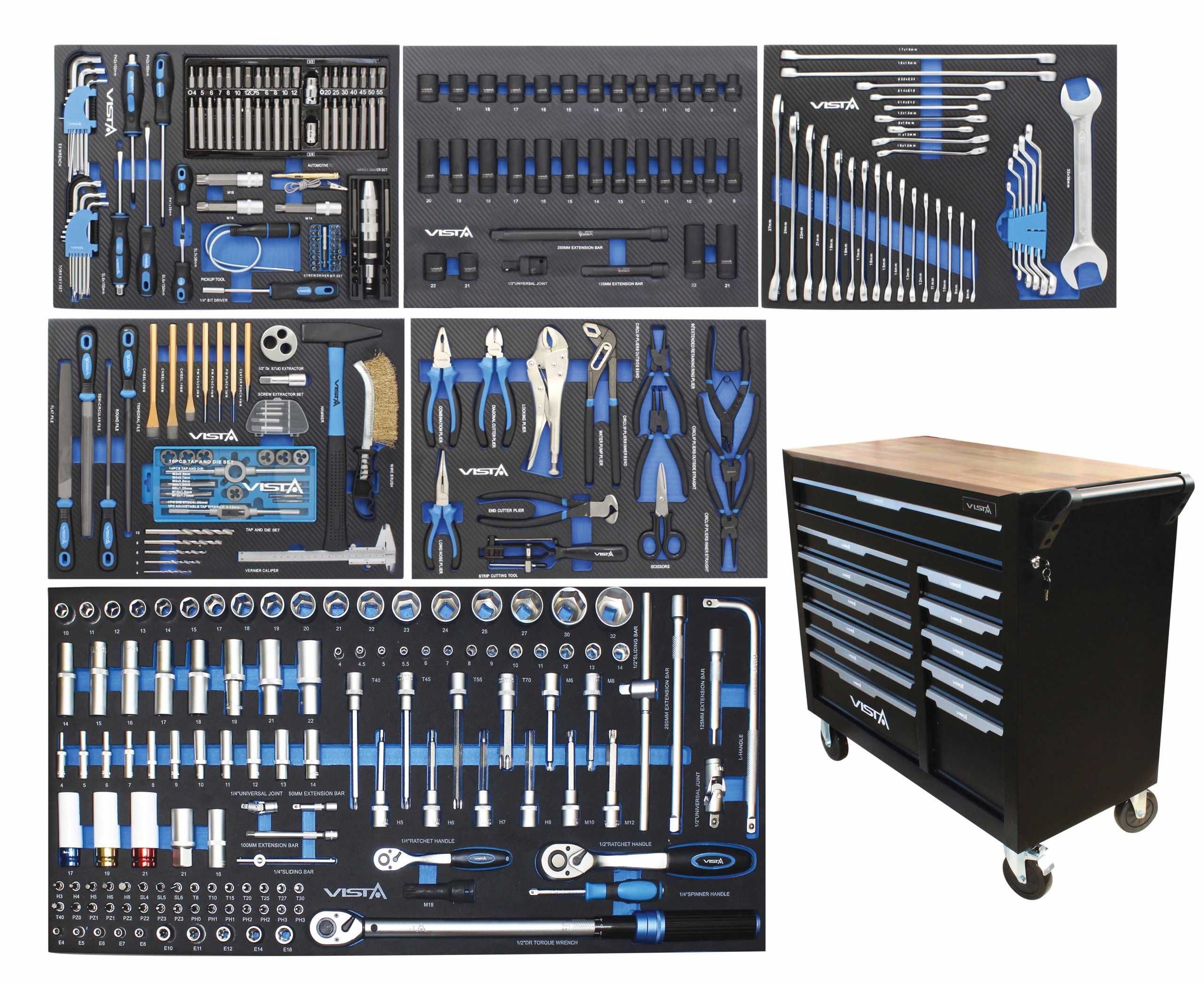 Dulap pentru atelier auto echipat cu scule 356 piese