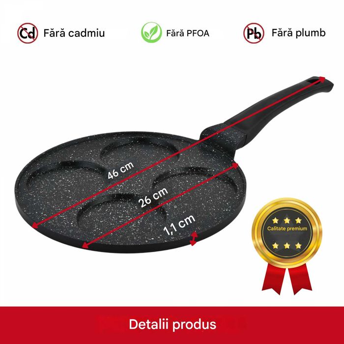 Tigaie pentru Clatite HERZBERG cu diferite forme, diametru 26 cm,negru