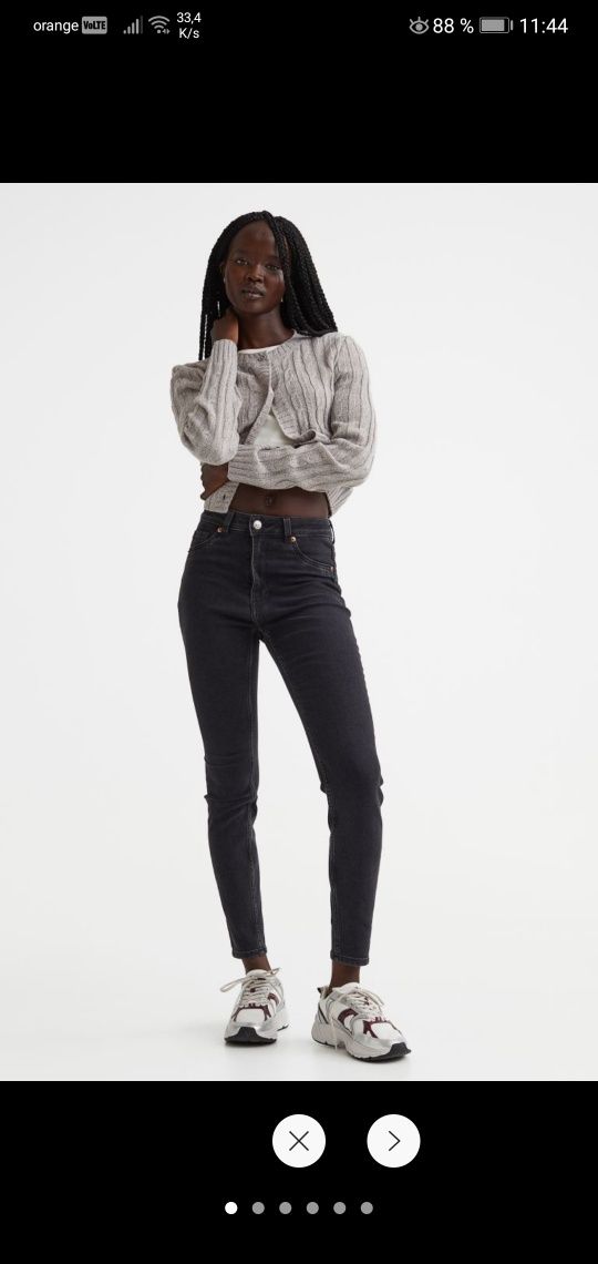 Blugi gri-închis H&m skinny high jeans marime 40