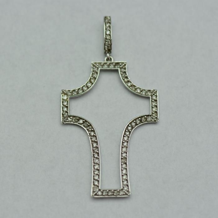 Cruce cu diamante, aur alb (cod 1041)
