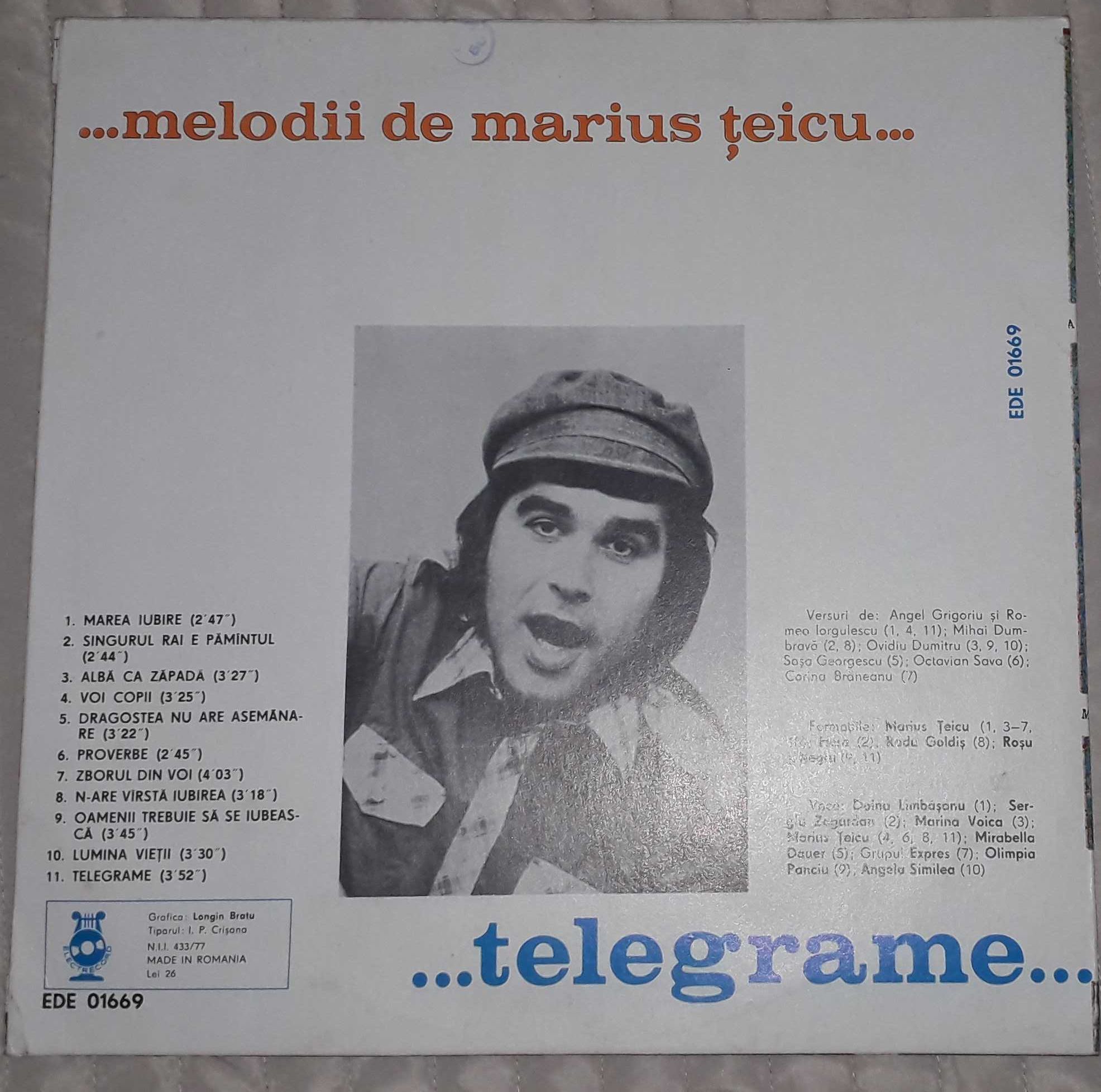 Melodii de Marius teicu Telegrame  disc vinil pickup