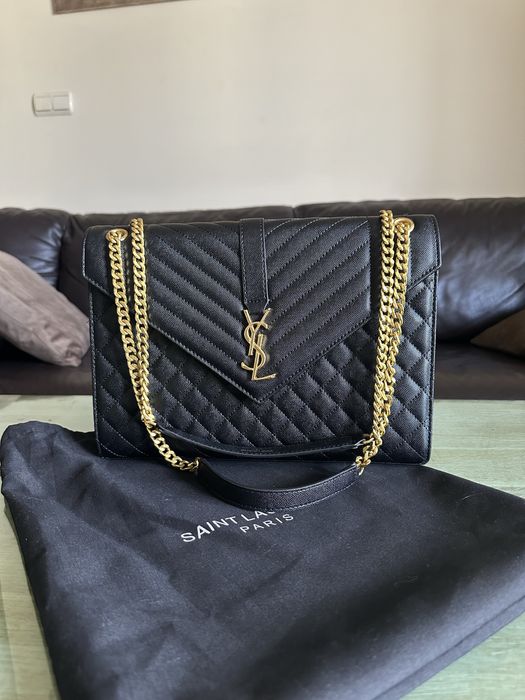 Кожена черна чанта YSL