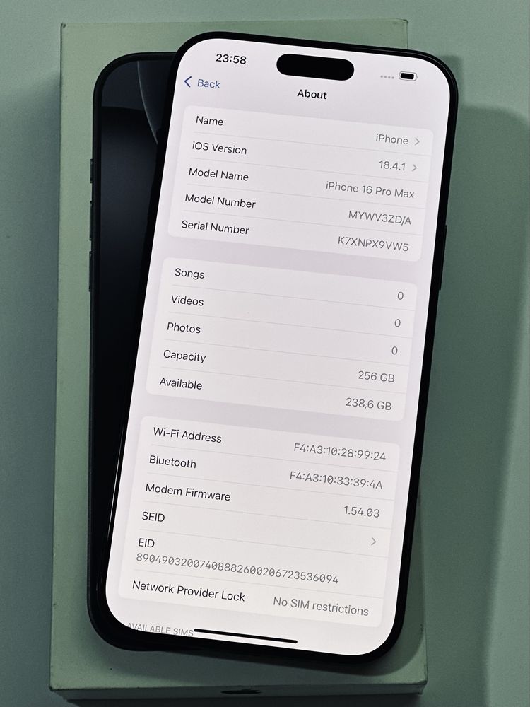 iPhone 16 ProMax 100% battery