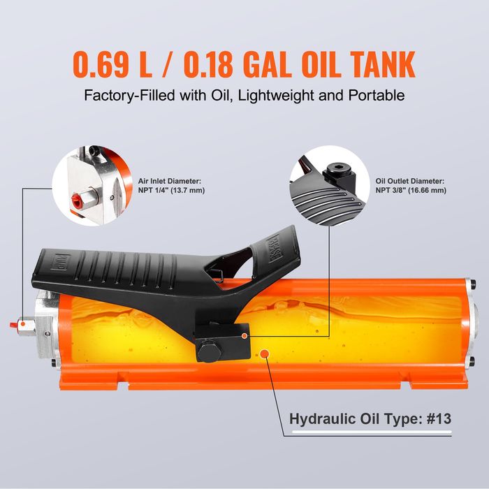 Pompa Hidraulica Aer 689 bar,Rezervor 0.7 L,Iesire Ulei 9.5mm