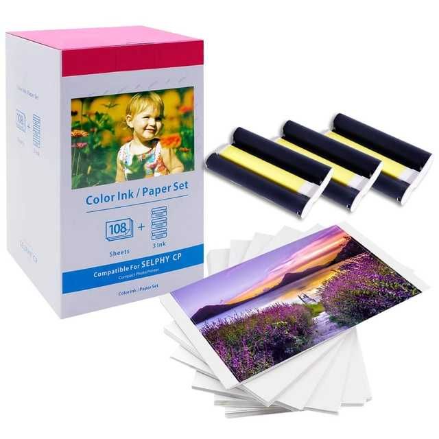 Set de  hârti foto + cartuș Canon Selphy KP-108IN, 108 poze