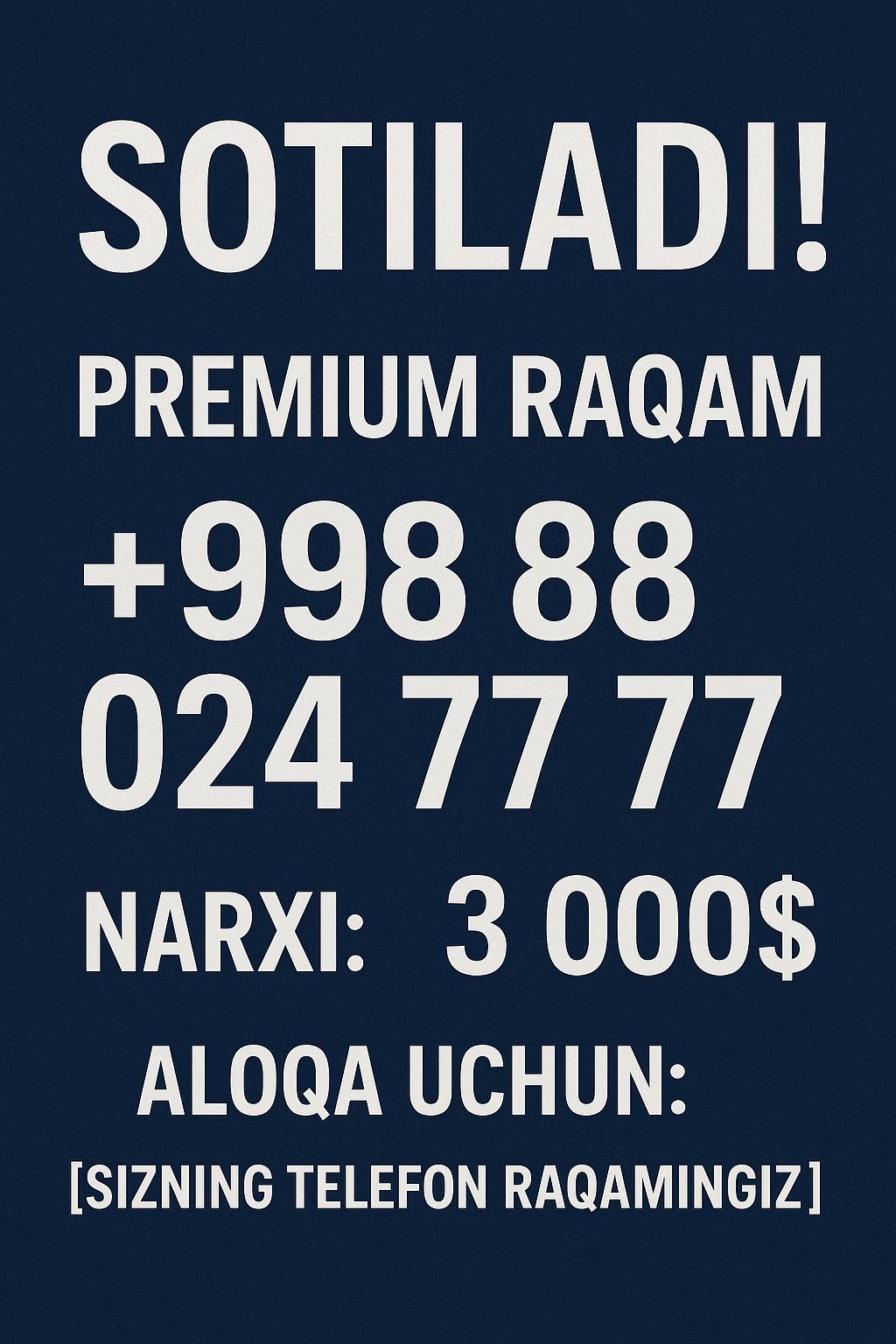 7777 raqam sotiladi
