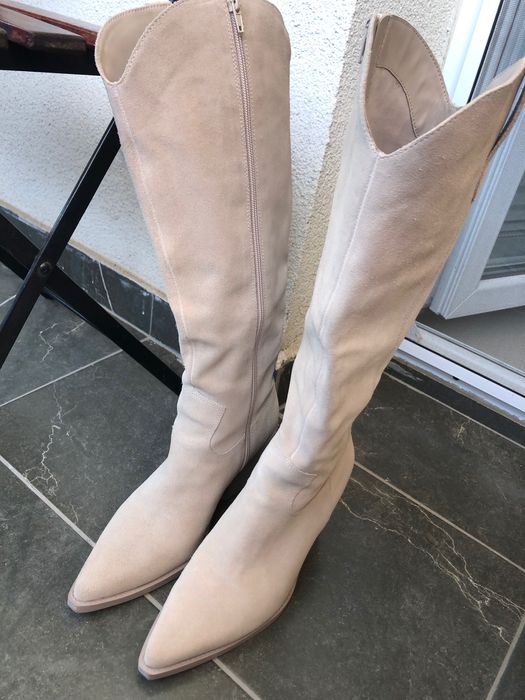 Cizme de piele cu toc masiv Nevada