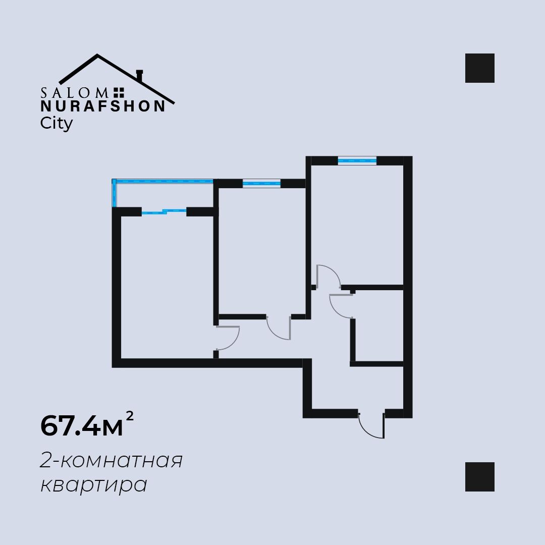 Yangi uylar Nurafshon City 2xona 67,4kv/m