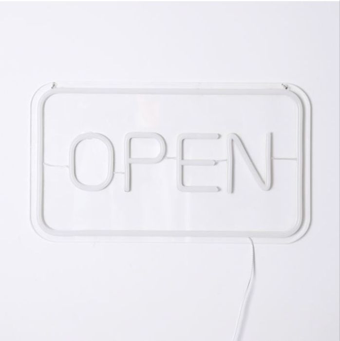 Панел с бял LED неон "Open" 41x23.5 cm