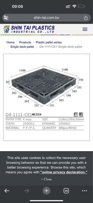 europalet plastic pallet 120 120