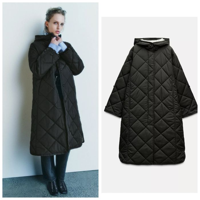 Zara новый пуховик женский куртка черная
