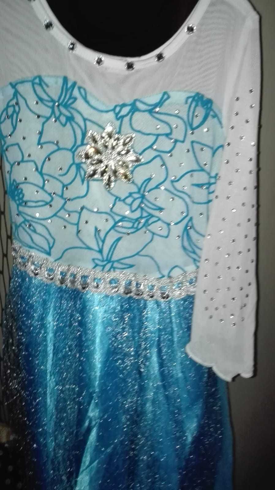 Rochie rochita printesa NOUA Elsa cu trena 2,3,4,5,6,7,8,9,10 ani