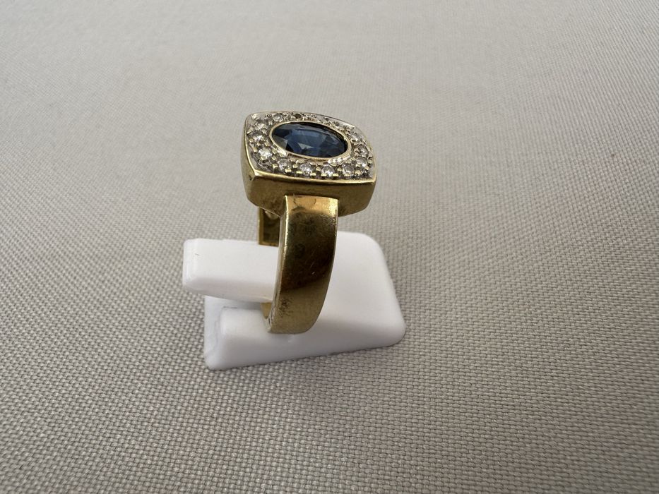 Inel aur safir diamante
