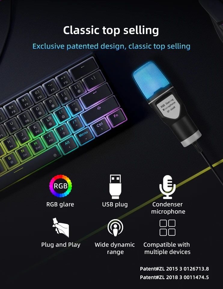 Геймърски микрофон Yanmai SF-666R USB RGB