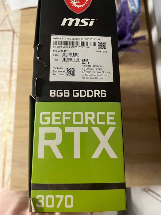 Placa video MSI GeForce RTX 3070 VENTUS 3X PLUS 8G OC LHR V390-457R