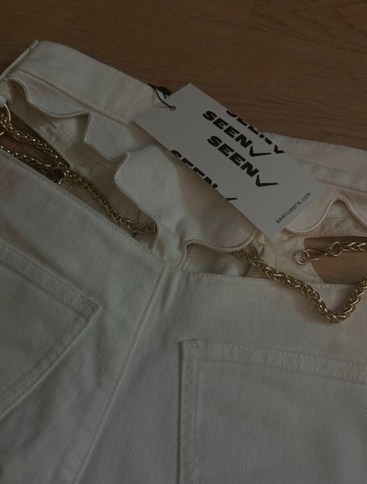 Seen Users white cut-out detail flared jeans 34 xs