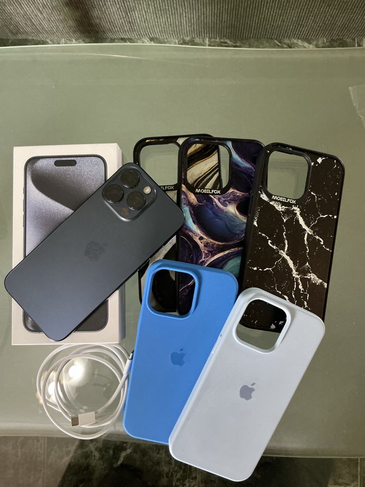 Iphone 15 pro max, 256 gb, blue titanium