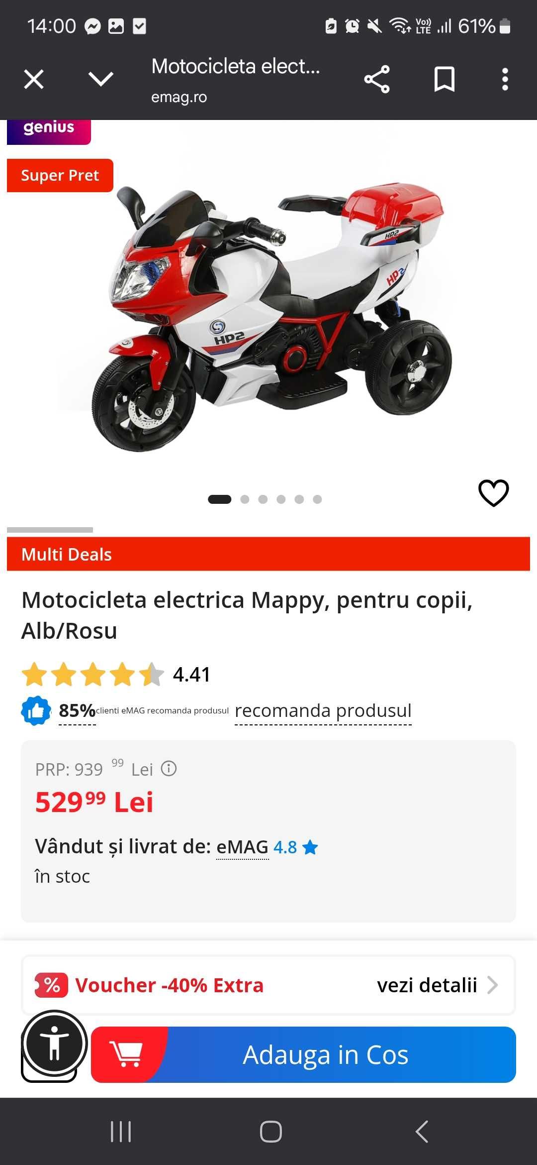 Motocicleta electrică impecabila cumpărată acum 4 luni