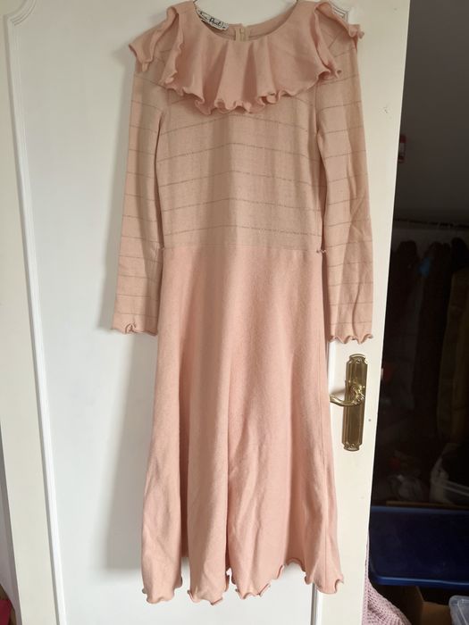 Rochie din Lana superba roz pudrat nr 38/ M cu jupa