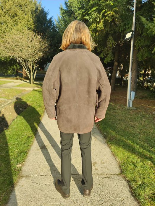 Cojoc barbat blana naturala miel XXL 54 NOU Maro Bej Sherling