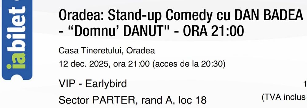 Bilet Stand-up Comedy cu Dan Badea zona Vip