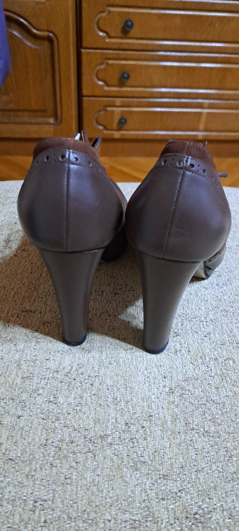 Pantofi dama, Guban, marimea 36, culoare maro, piele naturala